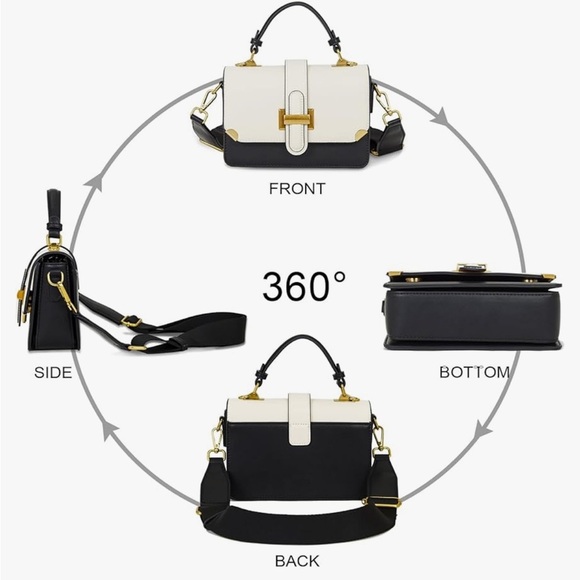 New! Color block top handle crossbody in black and white w/ gold hardware - Picture 4 of 4